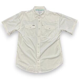Poncho Outdoors Men's White Pearl Snap Fishing Shirt Regular Fit Size Medium